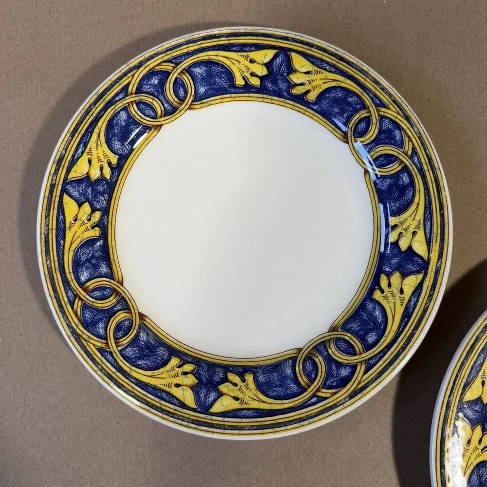 Pier 1 Scroll Pattern Set of 2 Salad Plates 8 1/4” Handcrafted in Italy